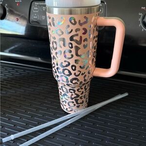 Leopard Print Travel Mug with Handle